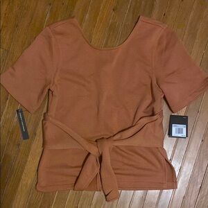 Nike Cocoa Brown Tie Front Fitted Top Woman XSmall NWT